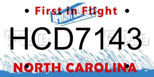 HCD7143 North Carolina License Plate