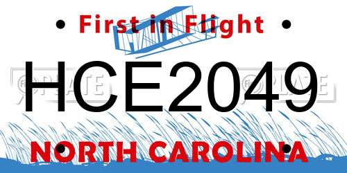 HCE2049 North Carolina License Plate