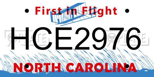 HCE2976 North Carolina License Plate