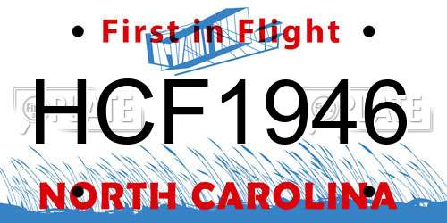 HCF1946 North Carolina License Plate
