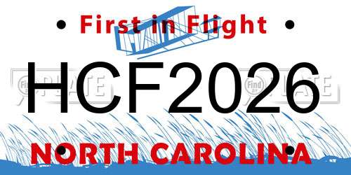 HCF2026 North Carolina License Plate