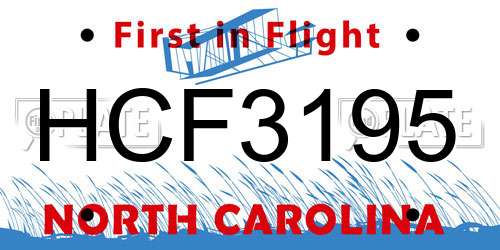 HCF3195 North Carolina License Plate