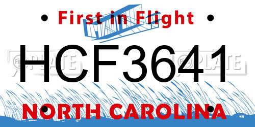 HCF3641 North Carolina License Plate