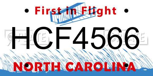 HCF4566 North Carolina License Plate