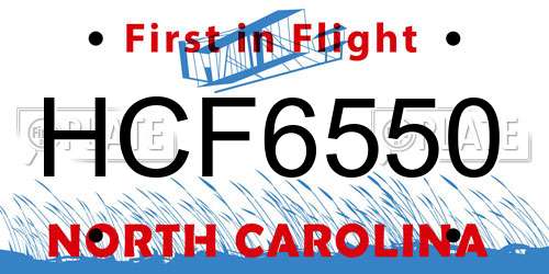 HCF6550 North Carolina License Plate