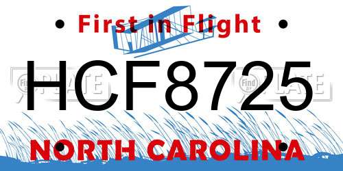 HCF8725 North Carolina License Plate