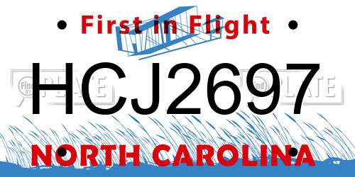 HCJ2697 North Carolina License Plate