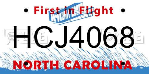 HCJ4068 North Carolina License Plate