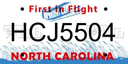 HCJ5504 North Carolina License Plate