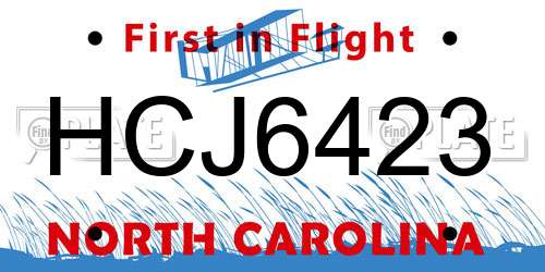 HCJ6423 North Carolina License Plate