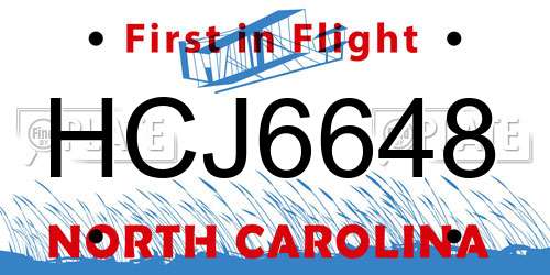 HCJ6648 North Carolina License Plate