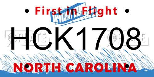 HCK1708 North Carolina License Plate