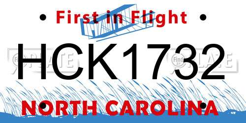 HCK1732 North Carolina License Plate