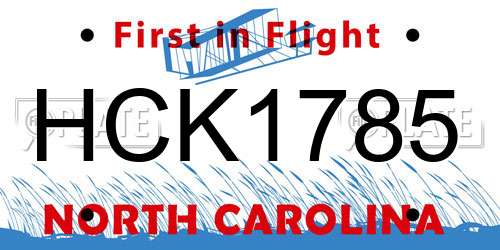 HCK1785 North Carolina License Plate