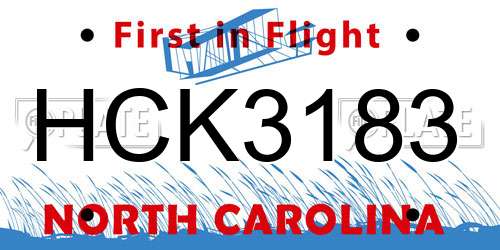 HCK3183 North Carolina License Plate