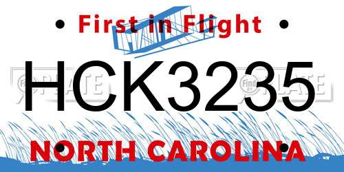 HCK3235 North Carolina License Plate