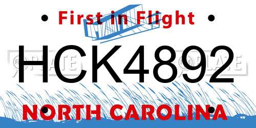 HCK4892 North Carolina License Plate