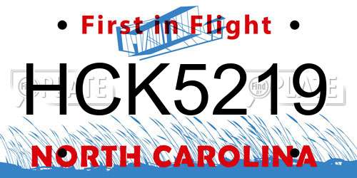 HCK5219 North Carolina License Plate