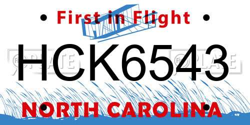 HCK6543 North Carolina License Plate