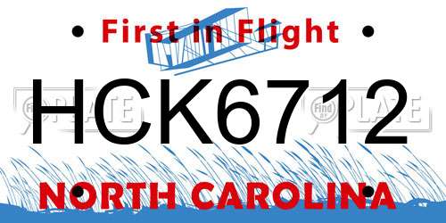 HCK6712 North Carolina License Plate