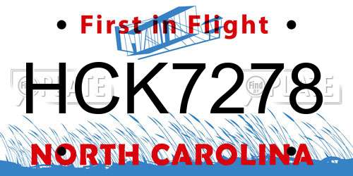 HCK7278 North Carolina License Plate