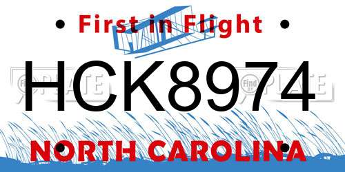 HCK8974 North Carolina License Plate