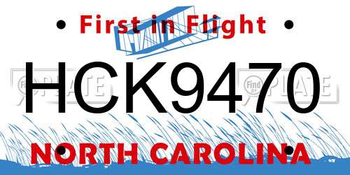 HCK9470 North Carolina License Plate