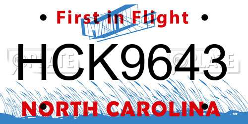 HCK9643 North Carolina License Plate
