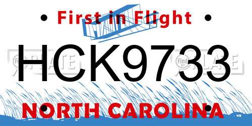 HCK9733 North Carolina License Plate