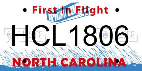 HCL1806 North Carolina License Plate