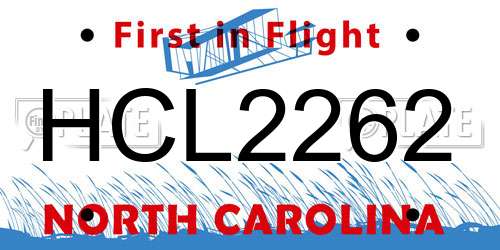 HCL2262 North Carolina License Plate