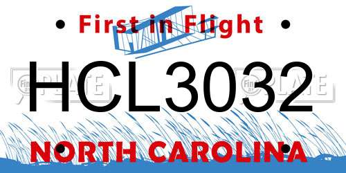 HCL3032 North Carolina License Plate