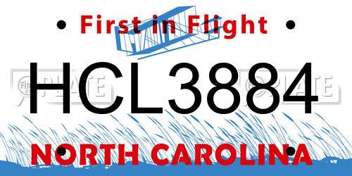 HCL3884 North Carolina License Plate