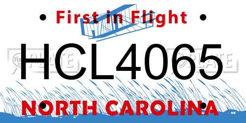 HCL4065 North Carolina License Plate
