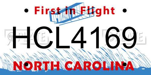 HCL4169 North Carolina License Plate