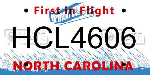 HCL4606 North Carolina License Plate