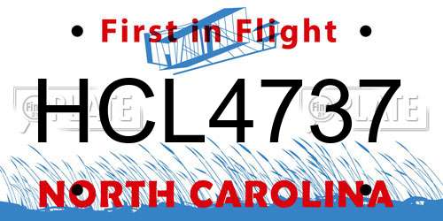HCL4737 North Carolina License Plate