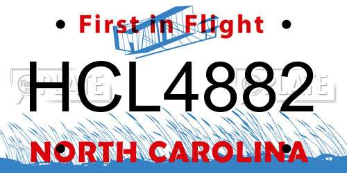 HCL4882 North Carolina License Plate