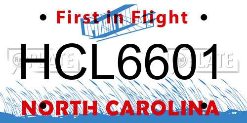 HCL6601 North Carolina License Plate