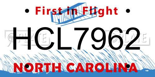 HCL7962 North Carolina License Plate