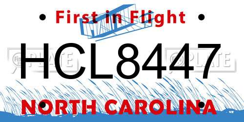 HCL8447 North Carolina License Plate