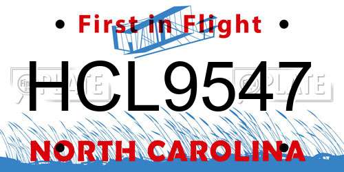HCL9547 North Carolina License Plate