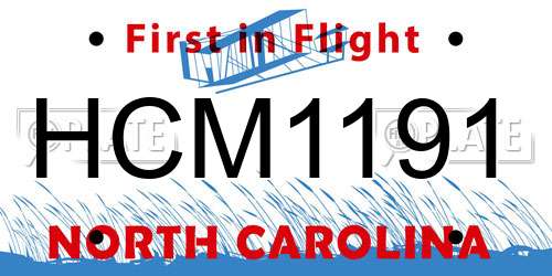 HCM1191 North Carolina License Plate