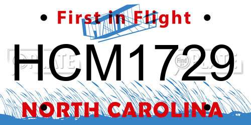 HCM1729 North Carolina License Plate