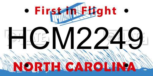 HCM2249 North Carolina License Plate