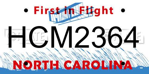 HCM2364 North Carolina License Plate