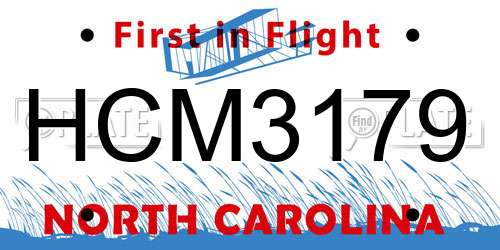 HCM3179 North Carolina License Plate
