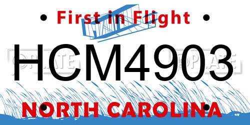 HCM4903 North Carolina License Plate