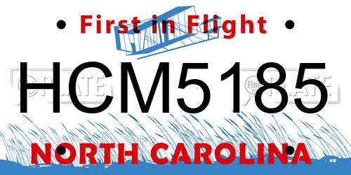 HCM5185 North Carolina License Plate