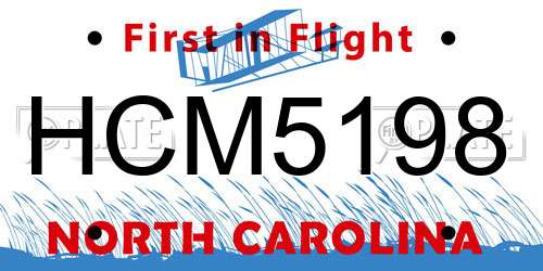 HCM5198 North Carolina License Plate